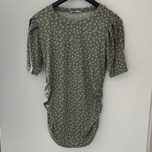 Pinkblush Maternity Ruched Green Floral Top